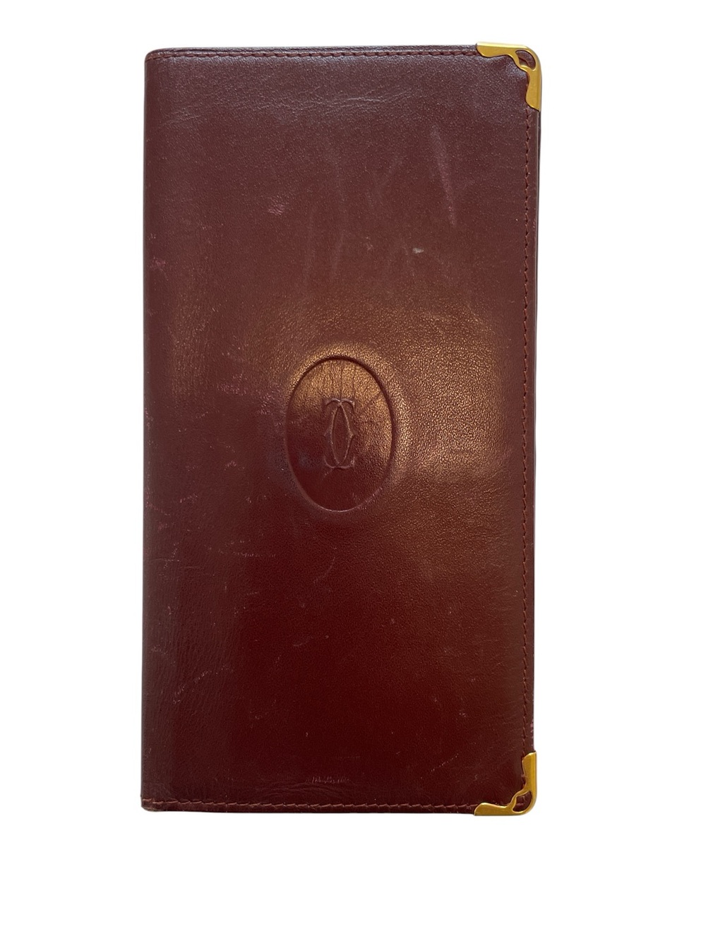 Vintage Must de Cartier Bordeaux Leather Long Bitold Wallet - Double C Logo